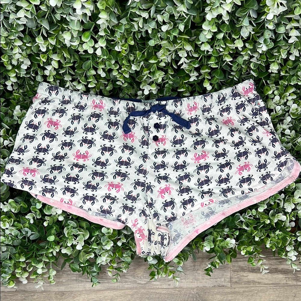 Jane and Bleecker Crab Print Pajama Lounge Shortie Shorts